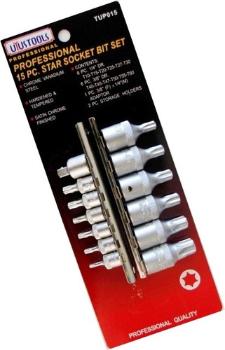 Juego De Dados Macho Tipo Torx De 15 Pza De T10 A T60