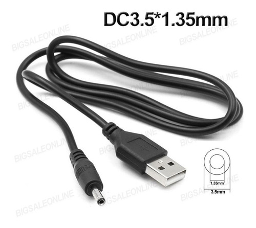 Cable Usb Plug 1.35mm Alimentación Para Suiche Conversor Hub Negro