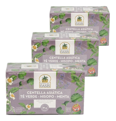 Imagen 1 de 3 de Té Hierbas Del Oasis Mezcla N4 Anticelulitis Pack X 3 Cajas