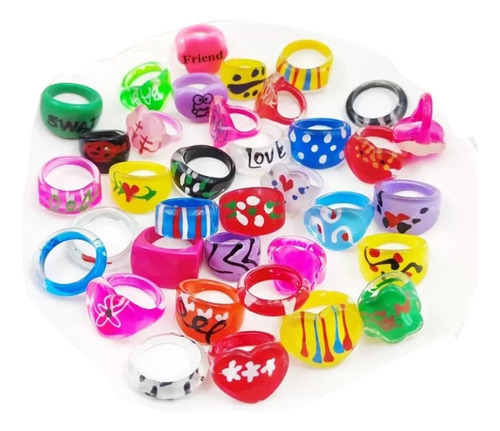 10 Anillos Para Nena Acrilico Juguete Piñata Souvenir 