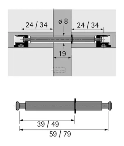 100 Pino Duplo Minifix Girofix Tambor Rastex/vb Mdf De 18mm