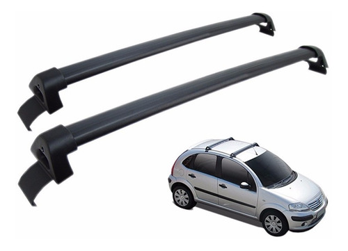 Rack Teto Aluminio  Citroen C3 2002 A 2012 Cor Preta