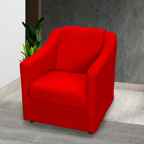 Poltrona Decorativa Cadeira Escritório Reforçada Suede Cores Cor Vermelho Desenho Do Tecido Tecido Suede