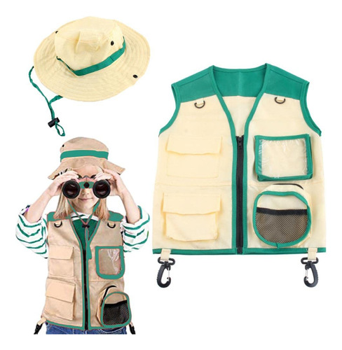 Kit Explorador Al Aire Libre Para Niños, Juego De Chaleco Y Sombrero, Kit De Explorador, Juego De Rol, Cosplay Para Explorador De Insectos, Zookeeper