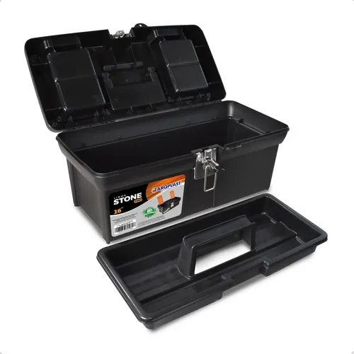 Caixa de Ferramentas Arqplast Plástico 4 Compartimentos Cadeado Preto