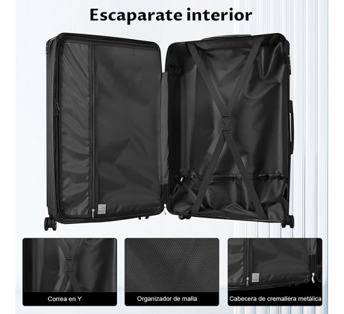Qianmu Maleta mano de viaje 20in 10kg rigida 4 ruedas360° negro color resistente al desgaste silencioso impermeable y antirrobo