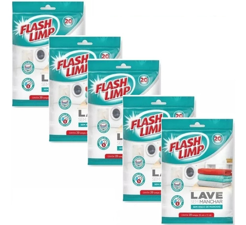 Lave Roupas Anti Manchas Fácil Kit 5 Pacotes 100 Lenços