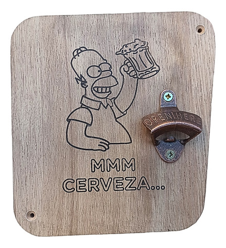 Destapador Tallado Madera Pared Botella Cerveza Regalo