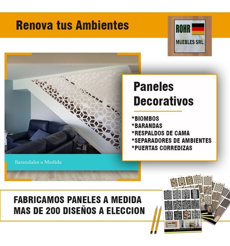 Imagen 5 de 8 de Divisor De Ambientes Panel Calado Biombo 180cm X80cm X15mm