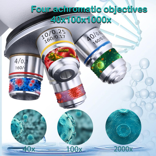 Microscopio Profesional 40x-2500x Con Led Dual