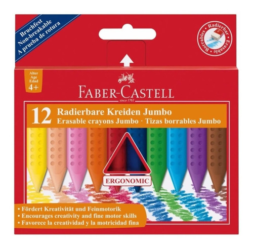 Crayones Faber Castell Borrables Jumbo Grip X 12 Und