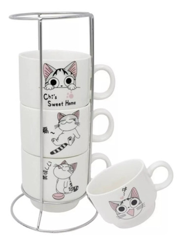 Set 4 Tazas Para Cafe Juego Tazas De Gato Taza Cafe Expresso