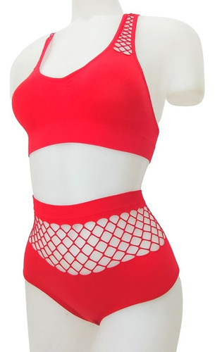 Conjunto Corpiño Culotte Less Lencería Femenina Red  Mujer 