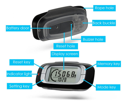 Contador De Pasos 3d Con Clip Y Cordón, Podómetro Digital Pr