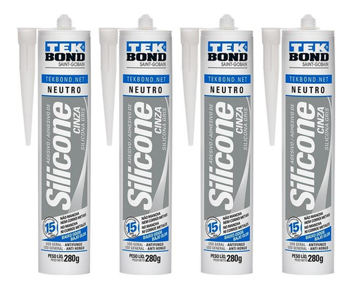 Imagem 2 de 4 de Silicone Acético Tek Bond De Uso Geral Kit 4 Unidades 280g