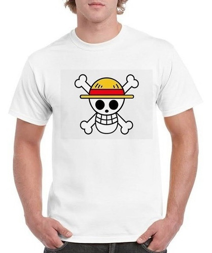 Polera One Piece Logo Luffy Calavera Serie Anime Unisex