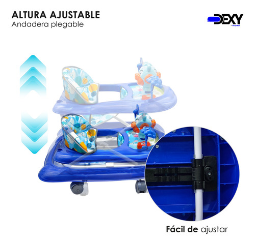 Andadera Para Bebé Con Tablero Musical Plegable Con Ruedas Azul