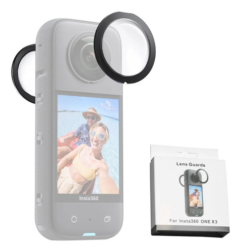 Tapas Protectoras Lentes Transparente Compatible Insta360 X3 Negro