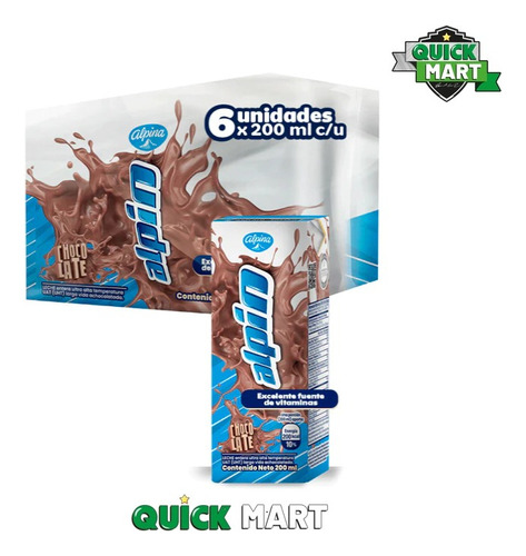 Leche Alpin De Chocolate 6 Unds - mL a $3