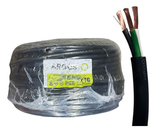 Cable Uso Rudo 3x10 100% Cobre Argos Rollo 50m