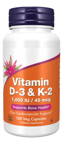 Suplemento Now Vitaminas D3 & K2 45 Mcg - 120 Cápsulas Veget