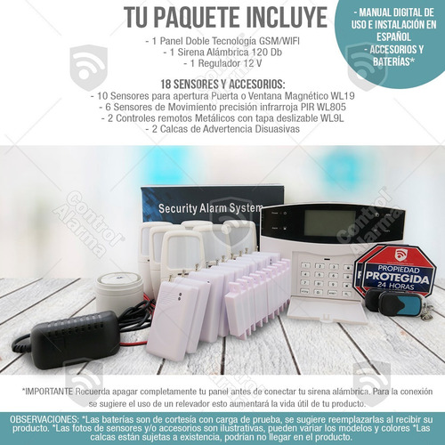 Imagen 2 de 10 de Wifi Kit 20 Alarma Gsm Celular Vecinales Seguridad Casa Sensores Inalambrica Defensa Alertas Control Via App Negocio