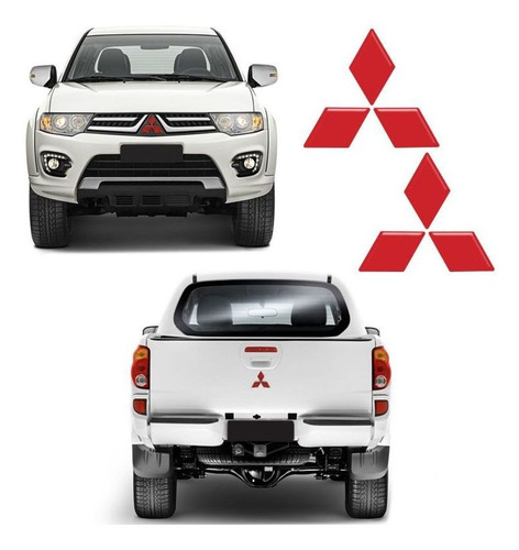 Imagem 1 de 4 de Par De Emblemas L200 Triton 2017 Logo Mitsubishi Refletivo