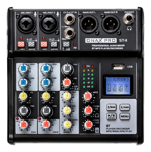 Onaxpro St4 Consola Mixer Sonido Mp3 Compacta Salida Xlr +48