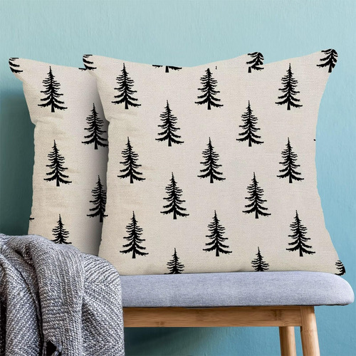 Cubiertas De Almohadas De Navidad Jecuwo 18x18 De 2, Negro N