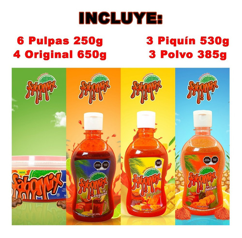 Imagen 1 de 10 de Delicioso Kit Sabomix, Ideal Para Micheladas, Botana Y Fruta
