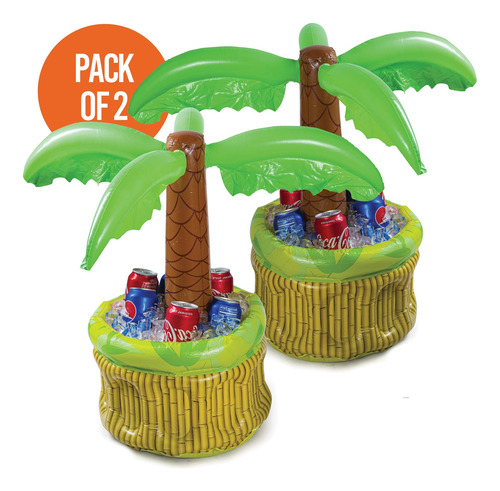 2pz Hielera Inflable Para Albercas Playa Flotadora Fiestas Verde
