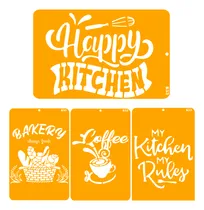 Comprar Stencil Cocina Decorativo 4 Plantillas Diseños 20x30 K53