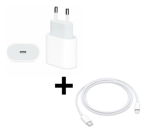 Cabo + Fonte Compatível iPhone SE X Xr 11 12 13pro Usb-c 20w