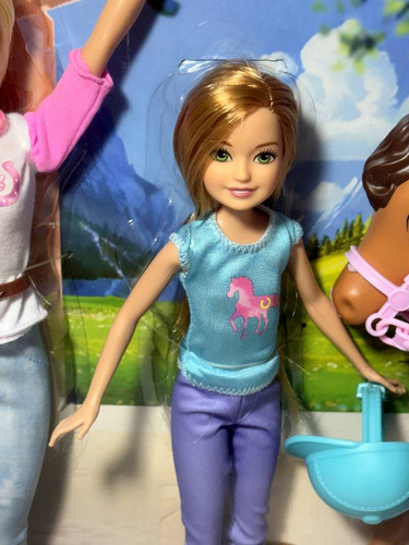 Conjunto Aulas De Equitação E Diversão - Boneca Menina Barbie Loira E Irmã Stacie Com Cavalo Pônei Marrom - Acompanha Mini Acessórios Do Esporte - Mattel Brinquedos