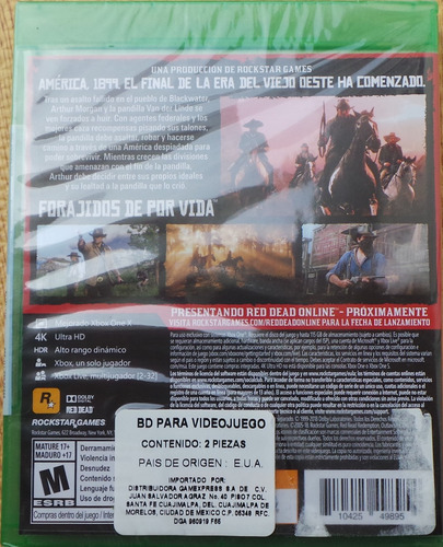 Red Dead Redemption 2 Xbox One Nuevo Sellado