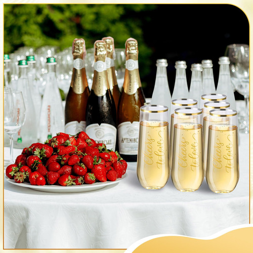 Ziliny 24 Copas De Champán De Plástico Para Boda, 9 Oz Cheer