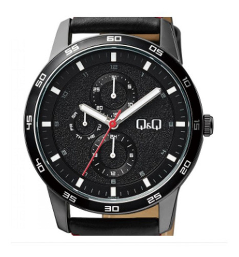 Reloj Q&q Hombre Fechario Completo Aa38j512 De Lujo Color de la correa Negro Color del bisel Negro Color del fondo Negro