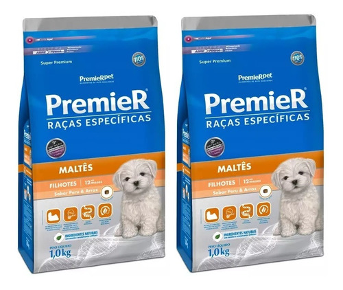 Kit 2 Unidades Ração Premier Maltes Filhote 1kg