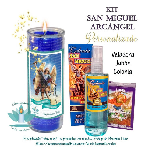 Veladora Arcángel Miguel Kit Preparado Protección 3 Pzas