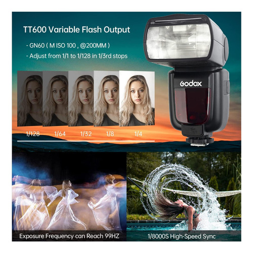Godox 2pcs Tt600 Gn60 Cámara Flash Speedlite, Hss Master Off