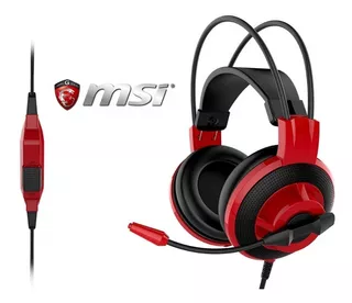 Headset Headphone Gamer Msi Ds501 7.1 Preto Vermelho Novo