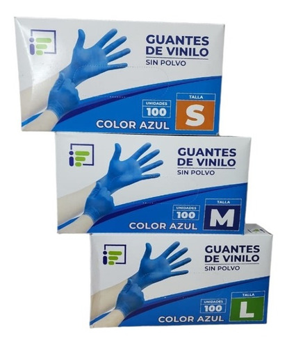 Guantes Vinilo - Color Azul (100 Und X Caja)