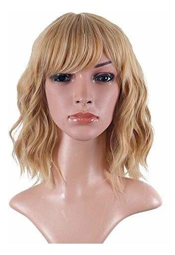 Pelucas - Aneshe Women's Mix Blonde Wig Short Fluffy Curly W