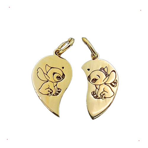 Dije Corazon Stitch Mini Baño Oro 24k Plata 925