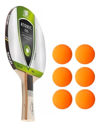 Paleta Tenis De Mesa Sunflex Atomic C15 + Pelota Ping Pong