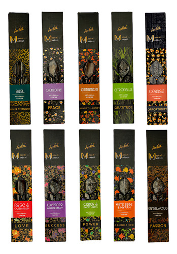 Kit 10 Incensos Natural Sreevani Magical Manifest 10 Aromas