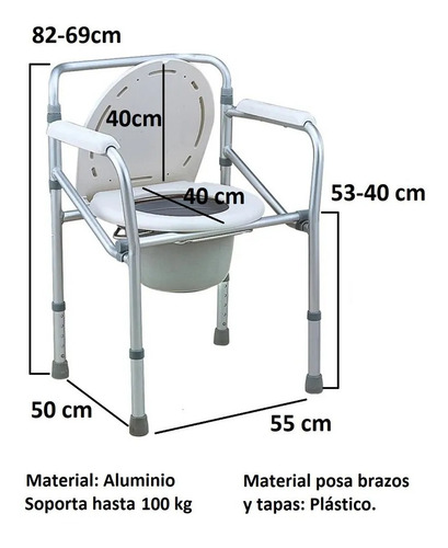 Imagen 2 de 3 de Eleva Water Sobre Inodoro Plegable Silla Ducha Aluminio