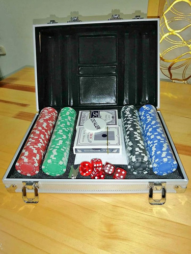 Set Poker 200 Ficha+  Dados+ Cartas+ Dealer+ Maletín Elegant
