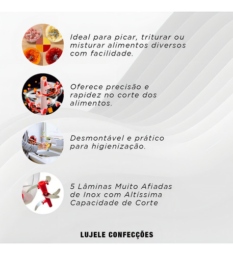 Mini Processador Triturador Cortador De Alho Cebola Carne E Outros Alimentos Manual 900 Ml Grande Profissional E Reforçado Com Laminas Em Inox