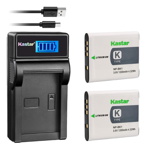 Bateria X2 Cargador Usb Lcd Para Np-bk1 Npbk1 Cybershot Bie